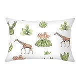Agoble Kissenbezug Sofakissen, Kissenhülle Valentinstag Polyester 30X50cm 12'X20' Kissenbezug Weiß Grün Giraffe Kak