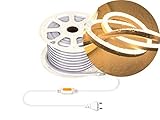 Ogeled 1-50m Neon LED Strip Warmweiß Neutralweiß Kaltweiß ohne Lichtpunkte Wasserfest Innen/Außen 230V Dimmbar (Warmweiß, 5m)