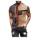Goosuny Herren T-Shirt Sommer Kurzarmshirt Retro 3D Druck Kurzarm Rundhals Shirt Tee Slim Fit Shirt Casual Sport Oberteil für Männer Freizeit T-Shirt Top Sp