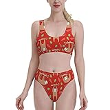 Delerain Mops Hunde Frauen 2 Stück Badeanzüge Sportliche Bademode Crop Top Cheeky Bikini Set Hohe Taille Badeanzüge S-XXL - - XX-Larg