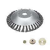 Viilich Unkrautbürste Wildkrautbürste 150 x 25,4 MM Kegel Unkrautbuerste Freischneider Motorsense Drahtbürste Geknotet Rundbürste,mit 3 Stück Adaptern,für Unkrauttrimmer Garten (6 Zoll)