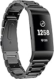 Aimtel Armband Kompatibel mit Fitbit Charge 3 Armband/Fitbit Charge 4 Armband, Edelstahl Metall Ersatzarmband Uhrenarmbänder Kompatibel mit Fitbit Charge 3/Charge 3 SE/Charge 4/Charge 4 SE(Schwarz)