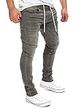 Yazubi Hip Hop Hosen Herren Sweathose in Jeansoptik Cargojeans Jogginghose Herren Slim fit Erik, Grau (Dark Gull Gray 180403), W34/L32
