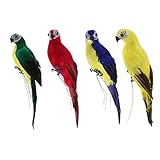 Fenteer 4 Stück Macaw-Papagei ARA Gartenfigur Zaunfigur Wanddeko für Baum, Terrasse und G