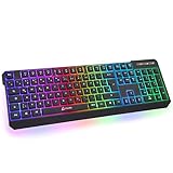 KLIM Chroma Wireless Gaming Tastatur Kabellos QWERTZ DEUTSCH + Langlebig, Ergonomisch, Wasserdicht, Leise + RGB Kabellose Tastatur Gaming für PC PS4 Mac + Neue 2022 Version + Schw