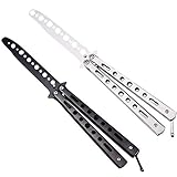 Ideal Swan 2 Pack Butterfly Trainer Butterfly Messer Butterfly Knife Trainer Balisong Trainer Butterfly üBungsmesser Ungeschärft, Schwarz und Silb