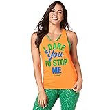 Zumba Fitness mit Grafikdruck Trainieren Activewear Kleidung Tanktop Für Damen, Bold Orange, L