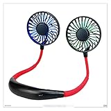 XUNLAN Durable Nackenlüfter wiederaufladbar 1500mAh-Akku mit 3 Geschwindigkeiten, 7 LED-Leuchten, 360 ° freie Rotation M30 21 Wearable (Color : BK)