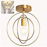 Chao Zan Deckenleuchte E27 Modern Kreative Vintage Metall Lampenschirm Deckenlampe Innenbeleuchtung Pendelleuchte Gold Dekoration,für Eingang,Esszimmer,Flur,Schlafzimmer,Gang, Bar,Wohnzimmer,C