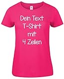 Damen T-Shirt Rundhals Bedrucken mit dem Amazon Tshirt Designer. T-Shirt selber gestalten. T-Shirt Druck. T-Shirt mit Wunschtext. T Shirts sind Ökotex-100 Zertifiziert. Pink S