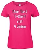 Damen T-Shirt Rundhals Bedrucken mit dem Amazon Tshirt Designer. T-Shirt selber gestalten. T-Shirt Druck. T-Shirt mit Wunschtext. T Shirts sind Ökotex-100 Zertifiziert. Pink S