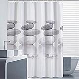 Goldbeing Duschvorhang 240x200 Textil Grau Pebble Schimmelresistenter und Wasserabweisend Shower Curtain mit 16 Duschvorhangring