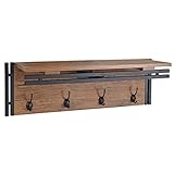 Mendler Wandgarderobe HWC-A27, Garderobe Regal, 4 Haken 24x75x24cm 3D-Struktur - Wildeiche-Optik