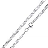 MATERIA S-Panzerkette Silber 925 diamantiert - 3mm Halskette Damen Herren silber 40 45 50 60 70 80 cm K45, Länge Halskette:50