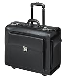 Pilotenkoffer Pilotentrolley XXL Kunstleder Rollen Trolley Zahlenschloss, Schw