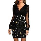 GFGHH Damen Spitzenkleid Elegant Minikleid Hohe Taille Netz Kleid Festliches Partykleid Faltenkleid Sexy Shortkleid Glitzer Wickelkleid Glänzend Bodycon Cocktailkleid Knielang Business Ballk
