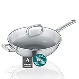 Berndes Wok Tricion Resist 32 cm, Wokpfanne mit Deckel 5,7 l Volumen, für alle Herdarten inkl. Induktion, antihaft b