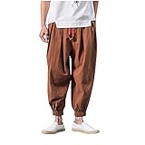 MCJJ Herren Yogahose Haremshose Jogginghose Pyjamahose Pumphose Mode Lässige Lose Einfarbige Weites Bein Elastische Hosen Lässige lockere H