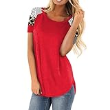 NPRODLO T-shirt für Damen Leopardmuster Slim Fit Kurzarm Rundhals Lässig Blusen Oberteile für den Sommer Frauen Streifendruck Große Größe Baumwolle Leinen Farbblock Tunika Bauchfreies Crop Tops S