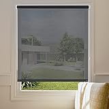 Persilux Solar-Fenster-Jalousien (81,3 cm B x 183 cm H, Schwarz), 5 % Öffnung, UV-Schutz, schwer entflammbar, wasserdicht, halbdurchsichtig, Rollos für Fenster, für Zuhause,