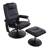 HOMCOM Massagesessel Relaxsessel Fernsehsessel TV Sessel mit Massagefunktion inkl. Hocker Kunstleder Schwarz 77 x 84 x 95
