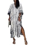 Orshoy Damen Strandkleid Strandtunika Kaftan Boho Kleid Lang Strandponcho Bikini Sommerkleid Badekleid Badeanzug Sommer Maxikleid Beachwear Boho Bademode Freie Größ