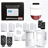 Safe2Home® Funk Alarmanlagen Set SP110 mit Sabotageschutz Solar Sirene deutschsprachiges GSM Alarmsystem SMS Alarmierung - Alarmanlagen fürs Haus Büro inkl. Zubehör Sensoren z.B. Bewegung