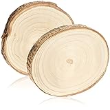 com-four® 2X Baumscheibe aus Vollholz mit Rinde - Dicke Holzscheibe zur Dekoration - Deko-Untersetzer für Vasen und Geschirr - runde Baumscheibe zum B