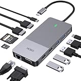 12 in 1 USB C Docking Station, USB C Hub Dual Hdmi Adapter Triple Display Laptop Docking Station mit 2*4K HDMI, VGA, Gigablit Ethernet, 100W PD, Typ-c Dock Dual, 4 USB Ports, SD/TF