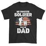 Zoko Apparel Army Dad Gift My Favorite Soldat Calls Me Dad, Military Vater T-Shirt Veteran Soldat Armee Irak Krieg Armee Offizier Vater Geschenk Unisex Shirt, Unisex Schwarz, XL