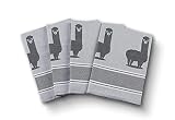 saewelo 4er Set Geschirrtücher in Geschenkverpackung, 100% Baumwolle, 50x70 cm (Alpaca, Grau)