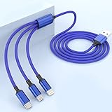 Multi Funktionales iPhone Kabel, Universelles Ladekabel 1,8 m Nylon 3 in 1 Multi-USB-Ladekabel mit Lightning+ Micro + USBC-Anschluss, Geeignet Für Android/Apple/iOS/Samsung/LG/Huawei/X