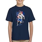 VINTRO Striker Cristiano Ronaldo Kinder T-Shirt Original Portrait von Sidney Maurer Professionell bedruckt Gr. 9 Jahre, navy