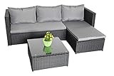 Jet-line Garten Lounge Gartensofa Selbstaufbau Bergen III schwarz-grau Gartenmöbel Lounge Gartenausstattung Garten Balkon Terrasse Winterg