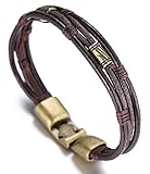 Halukakah ● Retro ● Herren-Armband Handgefertigt | Echtleder in Braun | Handschlag Verschluss in Bronze | KOSTENLOS Geschenkbox | Tolle Geschenkidee | 22