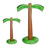 Relaxdays 2 x Aufblasbare Palme, Coole Pool Deko, Dekopalme zum Aufblasen, XXL, sommerliche Partydeko, 155 cm hoch, grün-b