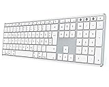 seenda Bluetooth Tastatur für Mac, Multi-Device & Easy-Switch Feature, Apple-Shortcuts, Wiederaufladbare Ultra-Dünn Funktastatur für iPad, iPhone, MacBook, Apple macOS - Weiß und Silb