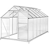 TecTake Aluminium Gewächshaus Gartengewächshaus Treibhaus 11,13m³ - Diverse Modelle - (375x185x195 cm mit Fundament | Nr. 402478)