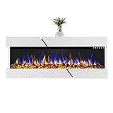 GLOW FIRE Cobalt 36 Elektrokamin | Wandkamin, Deko Kamin mit Multi-Color 3D-Flammeneffekt LED-Technik und Heizfunktion 1600 W | Fernbedienung, Breite 97 cm, Weiß