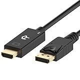 Rankie Verbindungskabel Displayport (DP) auf HDMI , 4K Auflösung Kabel, 1,8 m, Schw