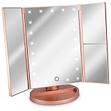 Navaris LED Kosmetikspiegel Faltbarer Standspiegel - beleuchteter Schminkspiegel Make Up Spiegel 2-Fach 3-Fach Vergrößerungsspiegel - in Roseg