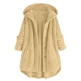 Mymyguoe Teddyfell Pullover Damen Winterjacke MäDchen Fleecemantel Rosa Lang Fleece Jacke Mantel PlüSch Wintermantel PlüSchmantel PlüSchjacke Fleecejacke Kapuzenmantel Herbstjacke Kapuzenjack