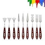 Wuudi 9 Stück Malmesser Set, Edelstahl Palettenmesser Öl-Malen Spachteln Malmesser, Farbspachtel, Farbe Schaber mit Verschiedenen Forme für Palettenmalerei, Acryl -Malen, Öl-M