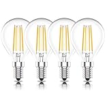 Huoqilin E14 Dimmbare LED Tropfenform Glühbirnen, 4W P45 Kleinschraubbirnen, Warmweiß 2700K, 4er-Pack