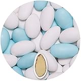 EinsSein® 1 Kg Hochzeitsmandeln Gracile MIX weiss & himmelblau MATT ca 64 Gastgeschenke Hochzeit Taufmandeln Zuckermandeln Bonboniere Bonbons Koufeta Confetti Taufe Konfirmation hellb