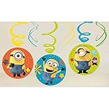 Amscan 9907319 - Deko-Spiralen Despicable Minions, 6 Stück, Länge circa 45 cm, Hängedekoration, Kindergeburtstag