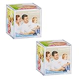 HAC24 2er Set Acryl Bilderwürfel für 6 Foto 8x8 cm Fotowürfel Bilder Rahmen Würfel Bilderrahmen F
