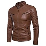 Motorradjacke Herren Slim Fit Stehkragen/Revers Wasserfeste Jacke Herren Einfarbig/Drucken Trend Hip Hop Style Jacke Herren Herbst Winter Winddicht Übergangsjacke H