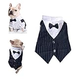 Meioro Pet Clothes Dog Shirt Hund Smoking Fliege Hemd Geeignet für Hochzeitsgesellschaft Welpen Französisch Bulldogge (M, Fliege Hemd)