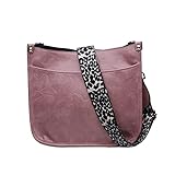 Gabigaba Kleine Crossbody-Taschen für Frauen – veganes Leder Handtasche Geldbörse mit verstellbarem Leoparden-Schultergurt, rose, Larg
